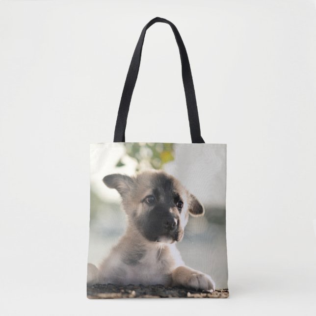 Bolso De Tela Pastor alemán con borde (Anverso)