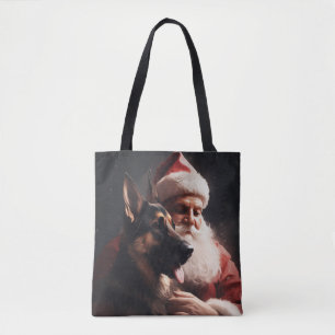 Bolso De Tela Pastor alemán con Navidades festivos de Santa Clau