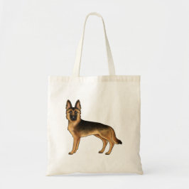 Bolso De Tela Pastor Alemán de Pelo Negro y Canela Dibujo de Per
