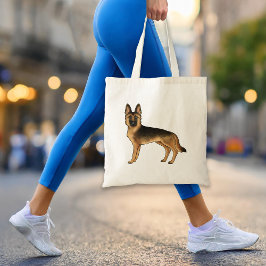 Bolso De Tela Pastor Alemán de Pelo Negro y Canela Dibujo de Per