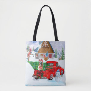 Bolso De Tela Pastor Alemán En Nieve De Camión De Entrega De Nav