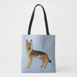 Bolso De Tela Pastor Alemán Negro y Castaño Perro de Dibujos Ani