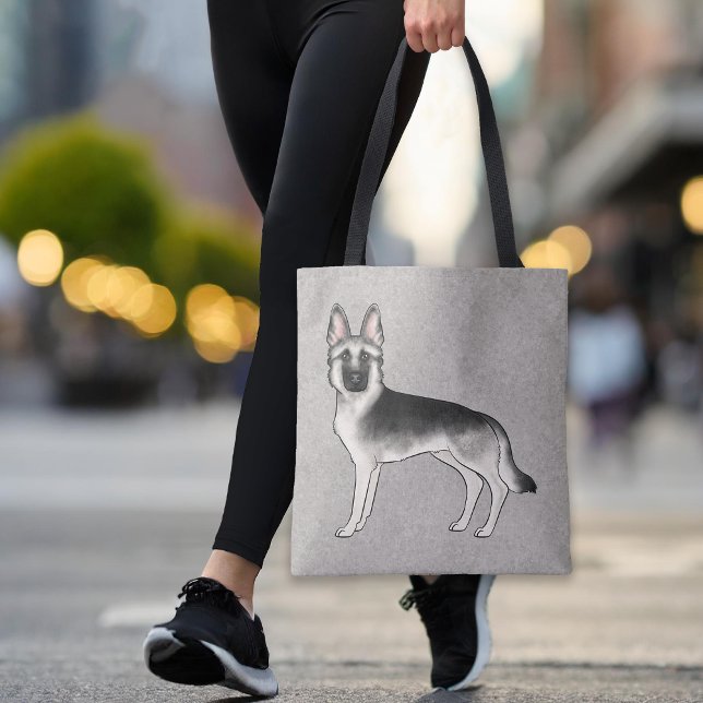 Bolso De Tela Pastor Alemán Silver Sable Perro de Dibujos Animad (Please note: This image is a digital mockup. The product may not be in scale.)