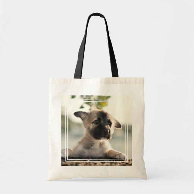 Bolso De Tela Pastor alemán sobre borde (Frente)