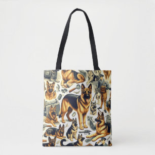 Bolso De Tela Pastor alemán vintage Seamless