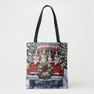 Bolso De Tela Pastor Australiano Camioneta Roja Navidad Fiesta