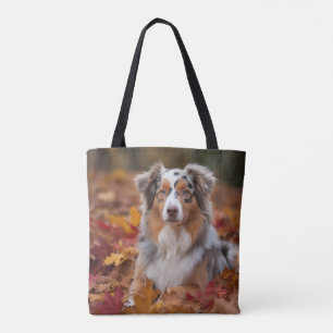 Bolso De Tela Pastor Australiano en otoño las hojas caídas inspi