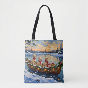 Bolso De Tela Pastore Labrador Navidad Barco Fiesta