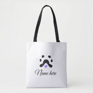 Bolso De Tela Pata de perro mascota negro añadir nombre texto fo