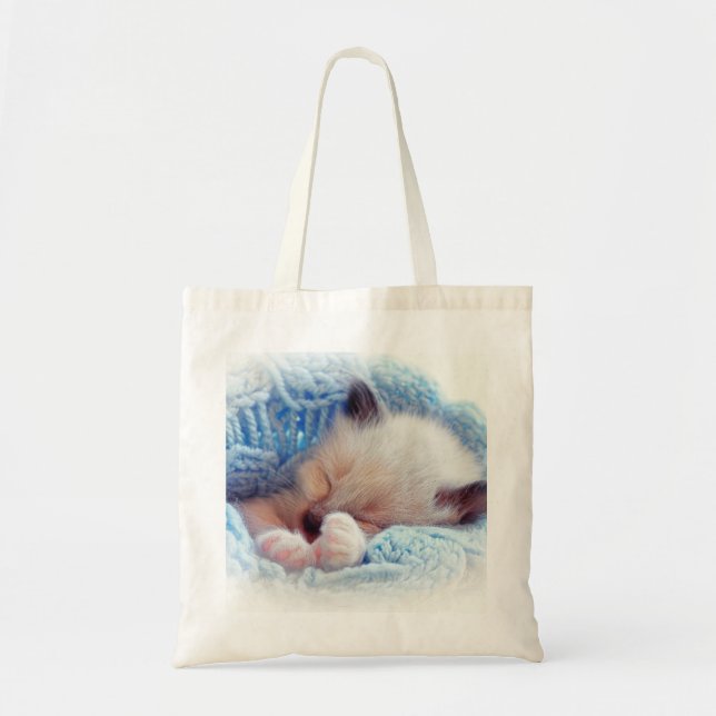 Bolso De Tela Patas siamesas del gatito el dormir (Frente)