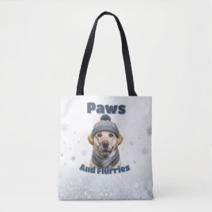 Bolso De Tela Patas y Torbellinos - Diseño de Perro Invernal