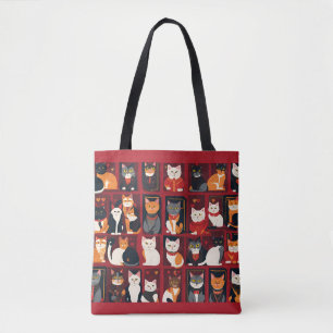 Bolso De Tela patchwork cats AI art tote bag