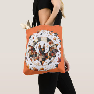 Bolso De Tela Patchwork Halloween Bat en los colores del otoño
