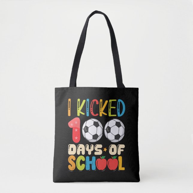 Bolso De Tela Pateé 100 días de amante del fútbol escolar (Anverso)