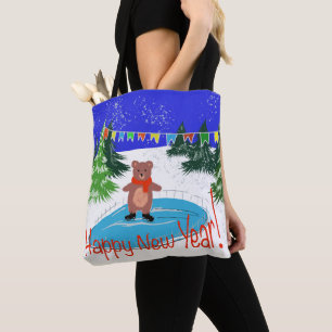 Bolso De Tela Patinaje de oso divertido