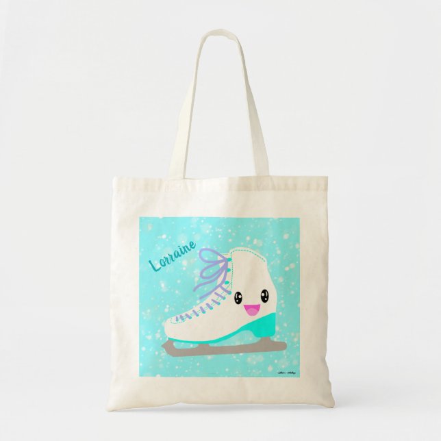 Bolso De Tela Patinaje sobre hielo personalizado Kawaii (Frente)