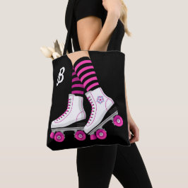 Bolso De Tela Patines de ruedas rosa y negro