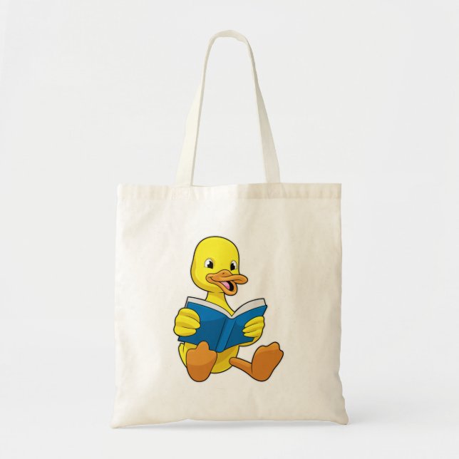 Bolso De Tela Pato al leer con libro (Frente)