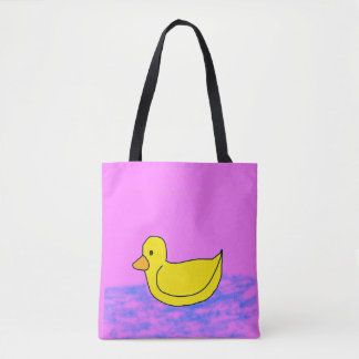 Bolso De Tela pato amarillo lindo en Tote rosa
