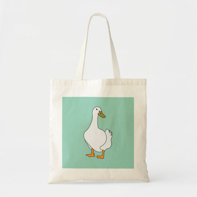 Bolso De Tela Pato Ave Blanco Pato  (Frente)
