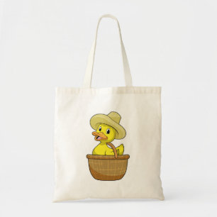 Bolso De Tela Pato como granjero con cesta