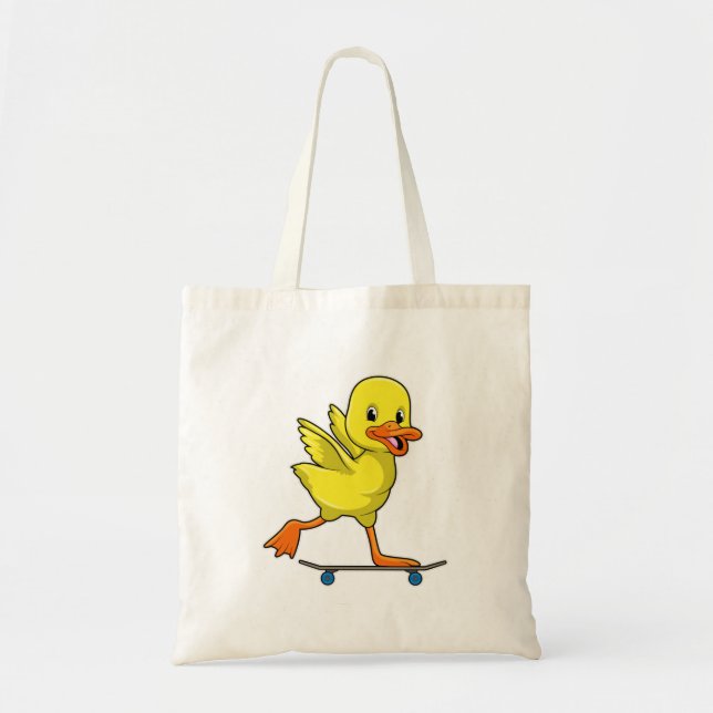 Bolso De Tela Pato como patinador con patineta (Frente)