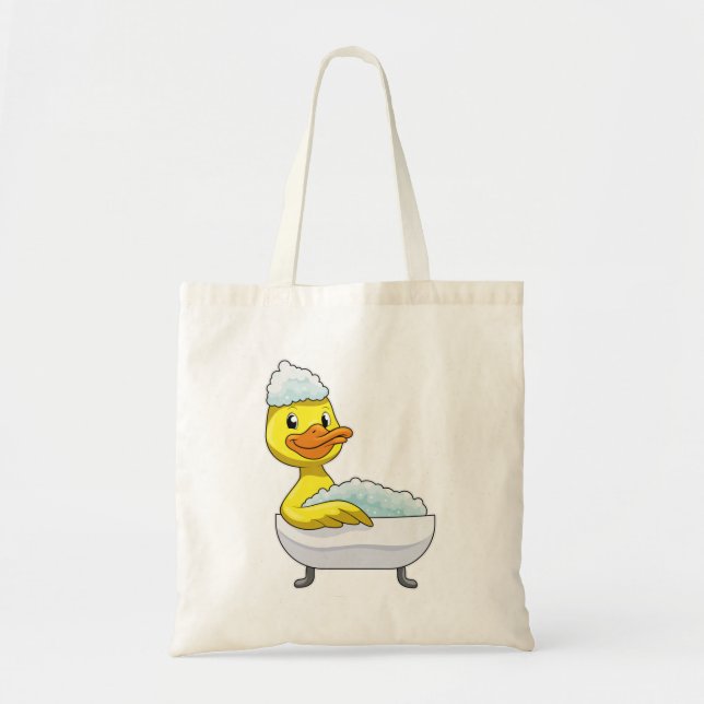 Bolso De Tela Pato de baño con bañera y espuma (Frente)