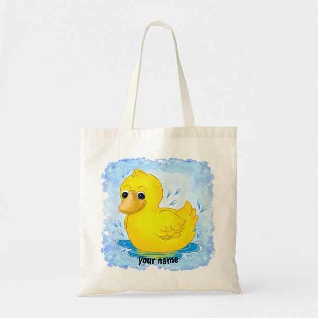 Bolso De Tela Pato de goma amarillo (Frente)