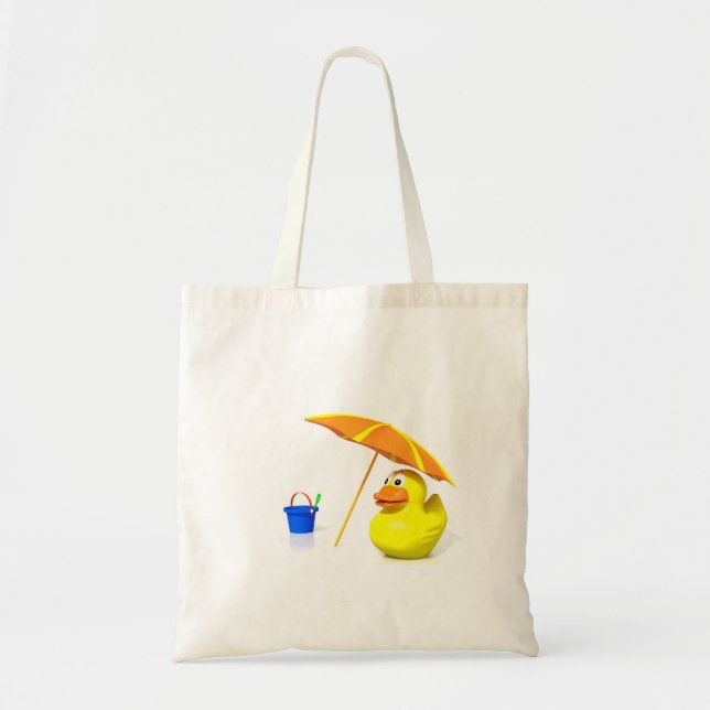Bolso De Tela Pato de goma en la playa (Frente)