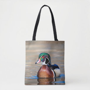 Bolso De Tela Pato de madera en un estanque
