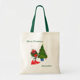 Bolso De Tela Pato de Navidades blancos cortos con una corona