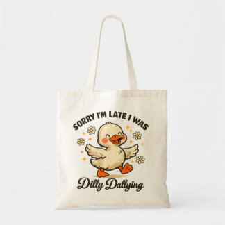 Bolso De Tela Pato divertido y adorable con flores retro