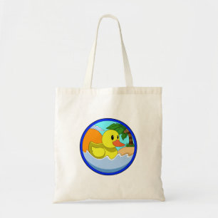 Bolso De Tela Pato en la playa con palmeras.PNG