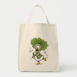 Bolso De Tela Pato lindo con paraguas de hoja y bonete floral