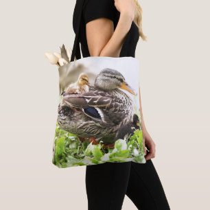 Bolso De Tela Pato silvestre femenino rodeado por los anadones