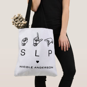 Bolso De Tela Patólogo de lenguaje de voz SLP personalizado ASL