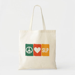 Bolso De Tela Patólogo del lenguaje Peace Love Slp