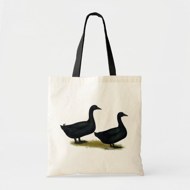 Bolso De Tela Patos: Cayugas negro (Frente)