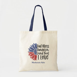 Bolso De Tela Patriotic American Flag Sunflower Quote Monogram