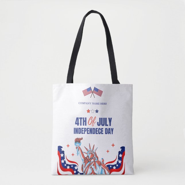 Bolso De Tela Patriotic Business Name Personalizado 4 de julio (Anverso)