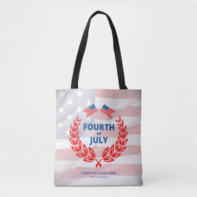 Bolso De Tela Patriotic Business Name Personalizado 4 de julio (Anverso)