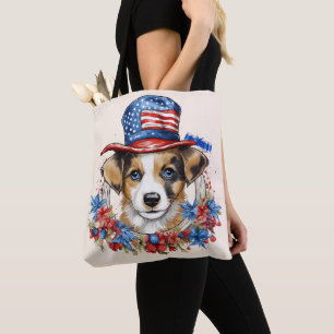 Bolso De Tela Patriotic Puppy 4 de julio Día de la Independencia