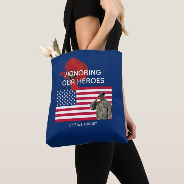Bolso De Tela Patriótico HONRANDO NUESTRO HEROES Veterans Memori (Detalle)