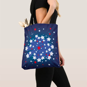 Bolso De Tela Patriótico Starburst Red White y Blue USA