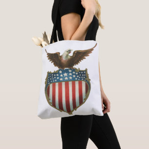 Bolso De Tela Patriotismo Vintage, Águila Orgullosa sobre la Ban