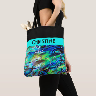 Bolso De Tela Patrón 1 de trama de Abalone Paua de Nueva Zelanda