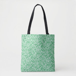 Bolso De Tela Patrón abstracto 110523 - Blanco sobre Kelly Green