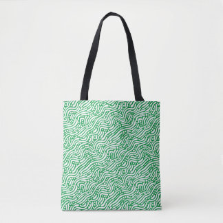 Bolso De Tela Patrón abstracto 110523 - Blanco sobre Kelly Green
