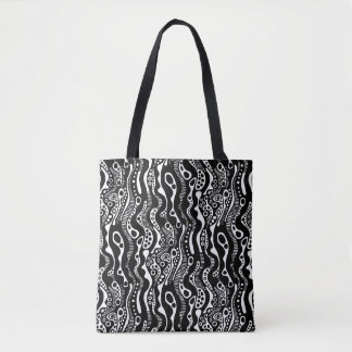 Bolso De Tela Patrón abstracto 130621 - Negro sobre blanco