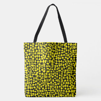 Bolso De Tela Patrón abstracto 190621 Amarillo brillante sobre n